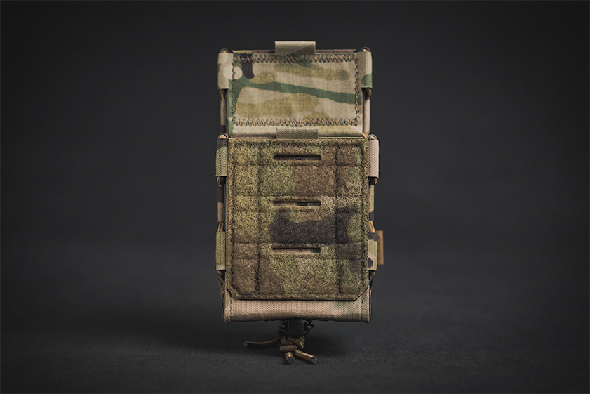 Staggered Double Pro-Fusion Rifle Pouch with Single MOLLE row and Loop Velcro Open Top Body Retention