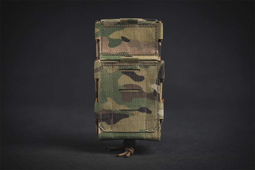 Staggered Double Pro-Fusion Rifle Pouch with Single MOLLE row and NO Loop Velcro Open Top Body Retention
