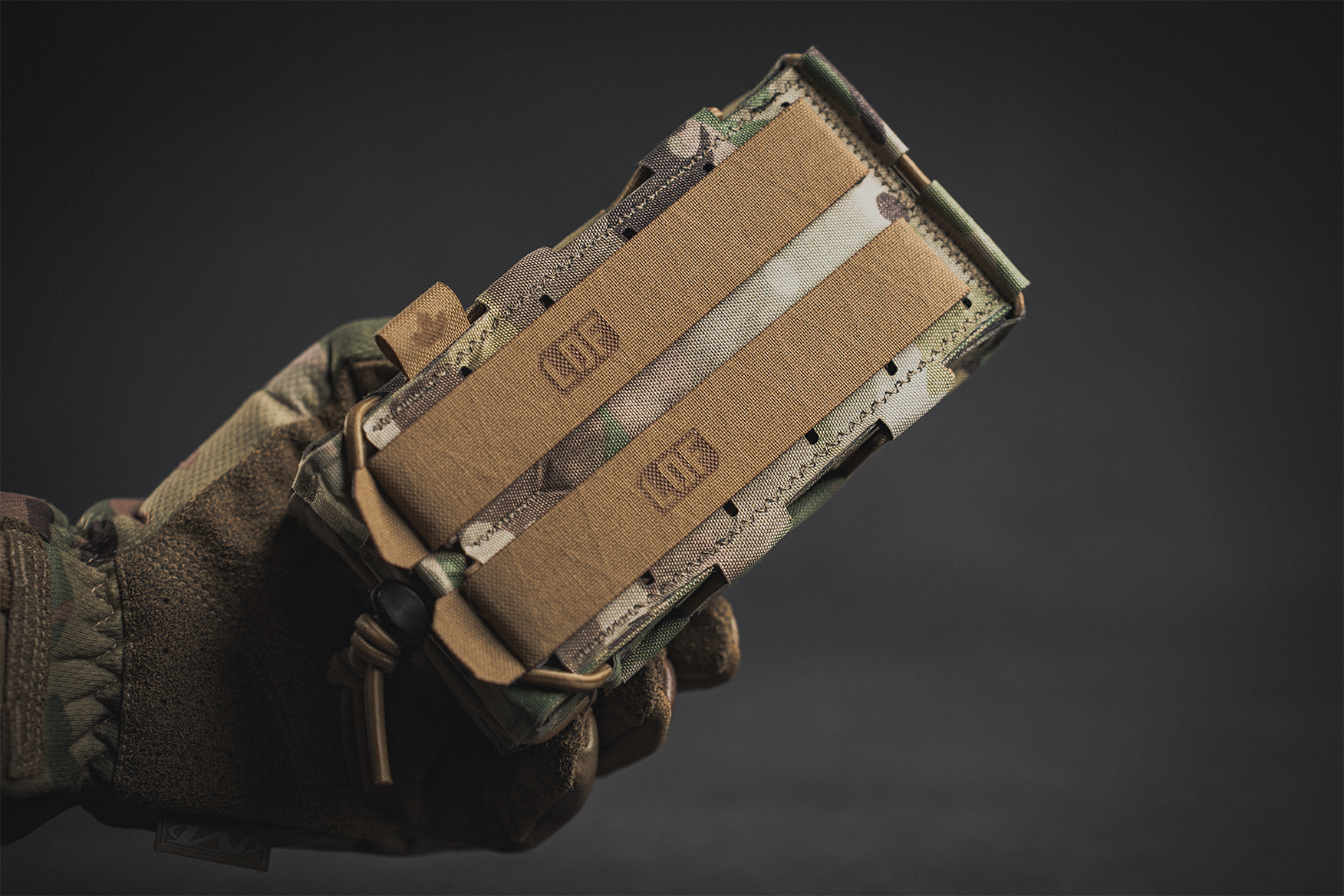 Pro-Fusion Staggered Double Rifle Pouch with MOLLE Straps and Open Top Body Retention