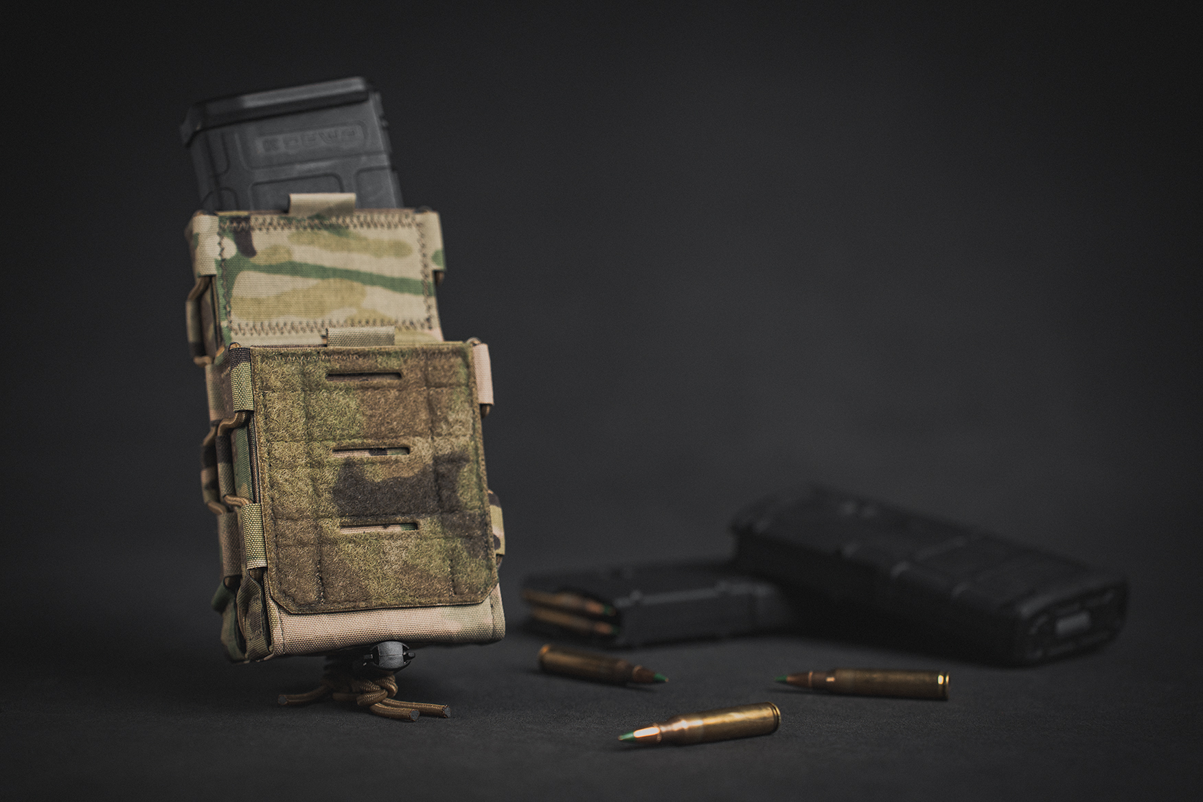 Pro-Fusion Staggered Double Rifle Pouch in Multicam Open Top Body Retention