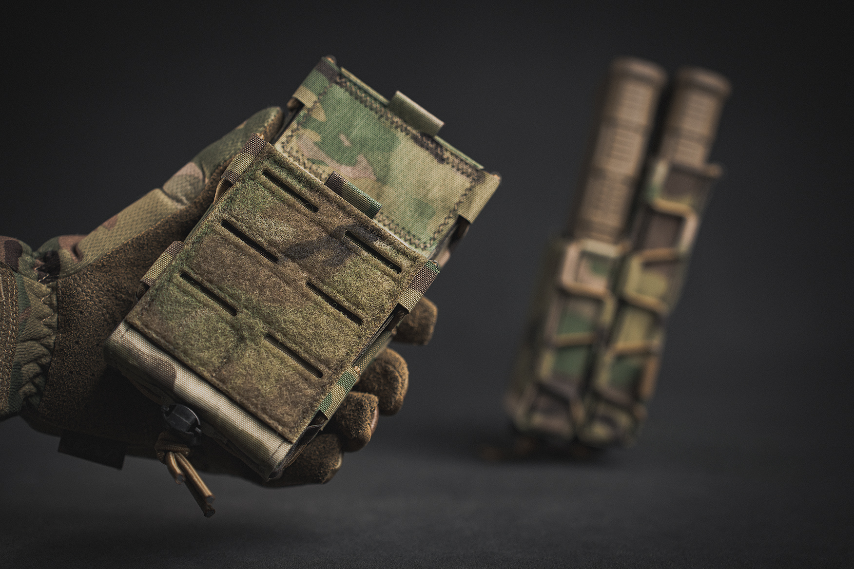 Pro-Fusion Staggered Double Rifle Pouch made using CNC robotics with Open Top Body Retention