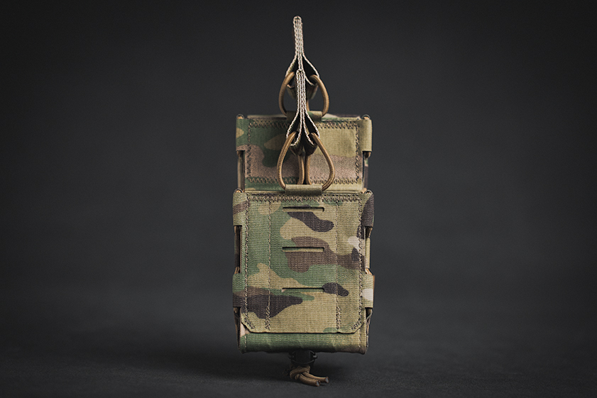 Staggered Double Pro-Fusion Rifle Pouch with Single MOLLE row and NO Loop Velcro Bungee Retention