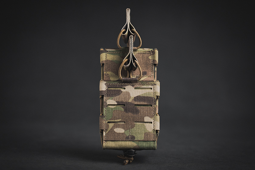 Staggered Double Pro-Fusion Rifle Pouch with Double MOLLE row and NO Loop Velcro Bungee Retention