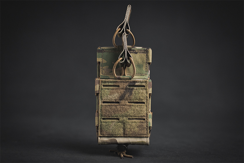 Staggered Double Pro-Fusion Rifle Pouch with Double MOLLE row and Loop Velcro Bungee RetentionDouble Pro-Fusion Rifle Pouch with Double MOLLE rows and Loop Velcro